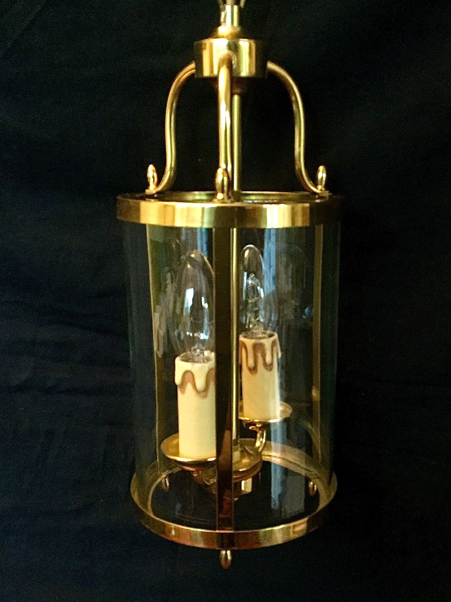 Lantern 2 lights bronze and brass