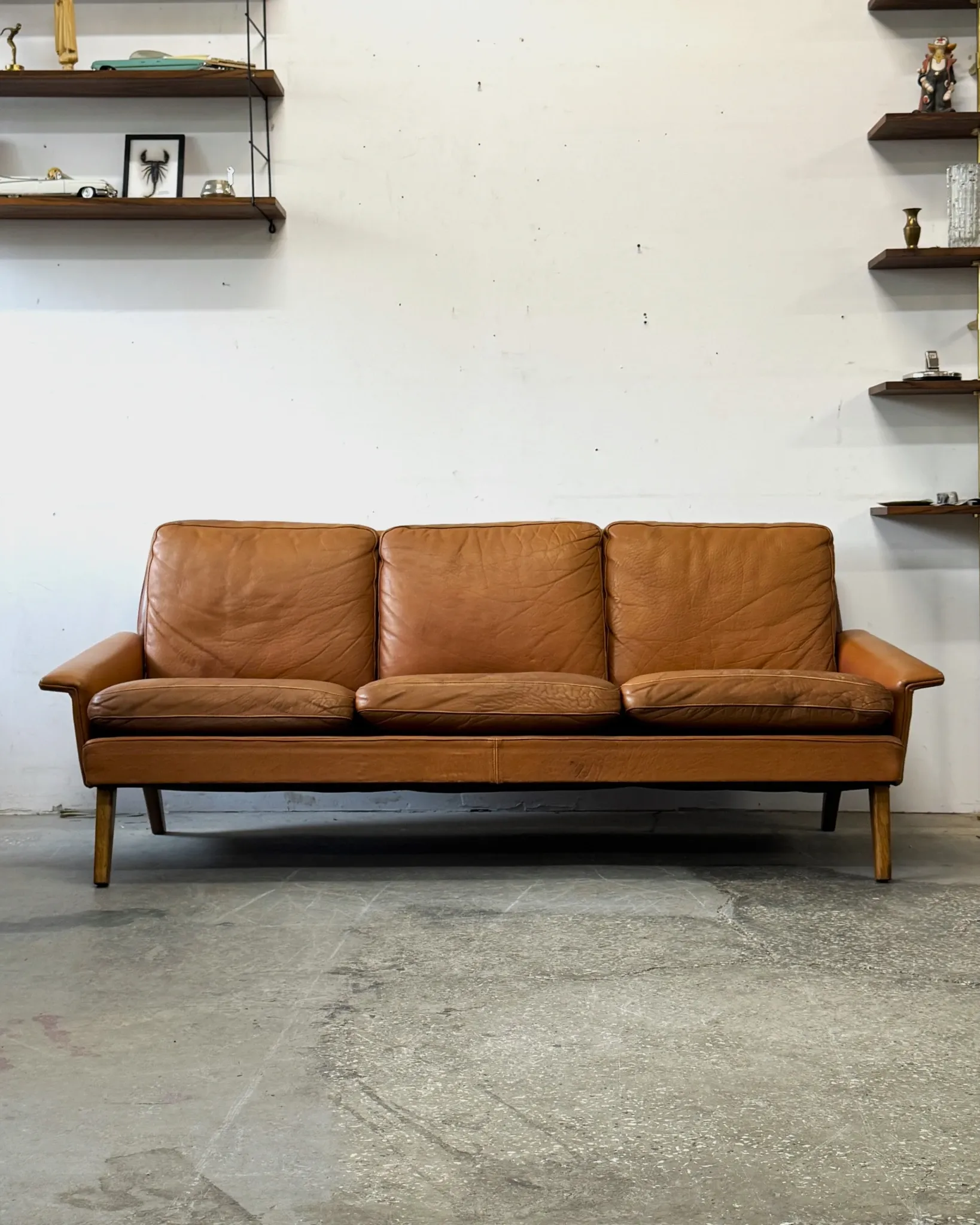 Leather sofa, Denmark, 1960s/70s, vintage, mid-century modern