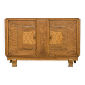 Buffet en bois sculpté et marqueterie des années 1950