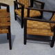 Set of chairs and armchairs from 1940, wood and woven vegetable rope