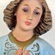 Large altar angel 42.5 cm plaster church statue sulphide eyes XIX