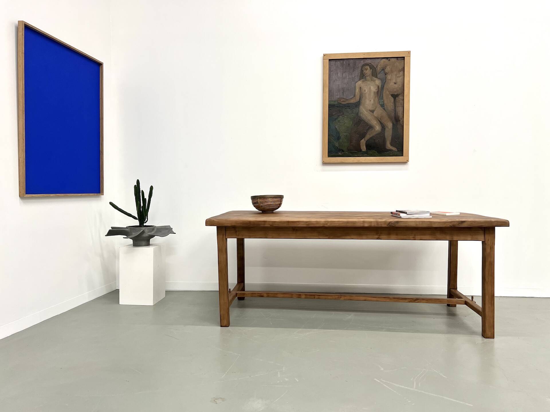 Antique farmhouse table in solid cherry wood