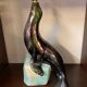 1950s Ceramic Sea Lion Lamp with Black Varnished Enamel, Signed