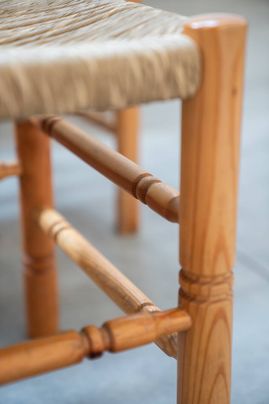 Rustic Friulian chairs with turned legs, set of 12, 1980-1990