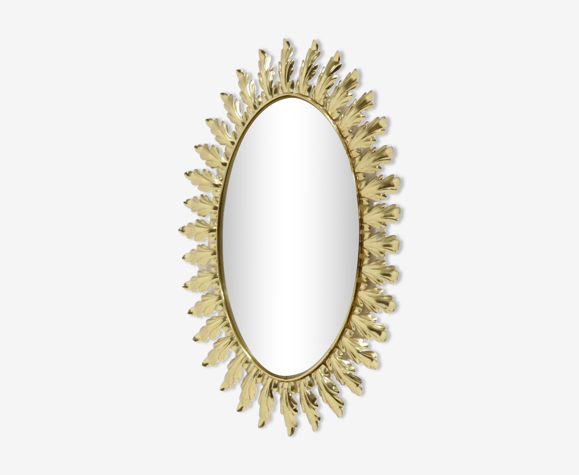 Miroir Sunburst vintage par DeKnuft Belgique 1970s