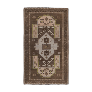 Vintage Brown Turkish Kars Rug with Mid-Century Modern Style 5'10" X 10'