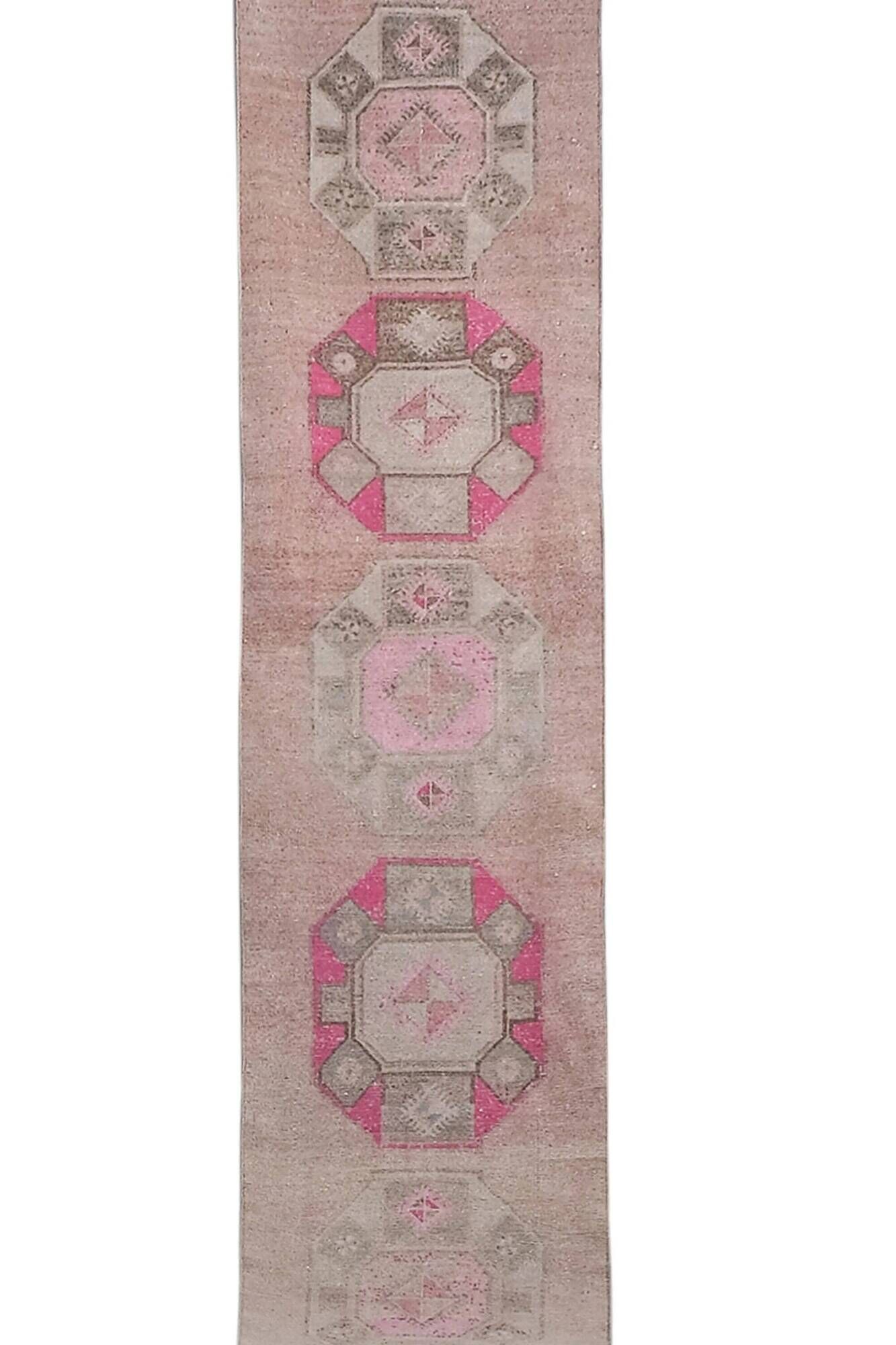 Vintage Turkish hallway rug 76x735 cm