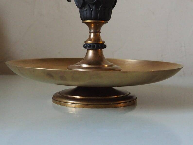 French antique crystal bronze and brass cornet soliflore vase from the early 1920s.