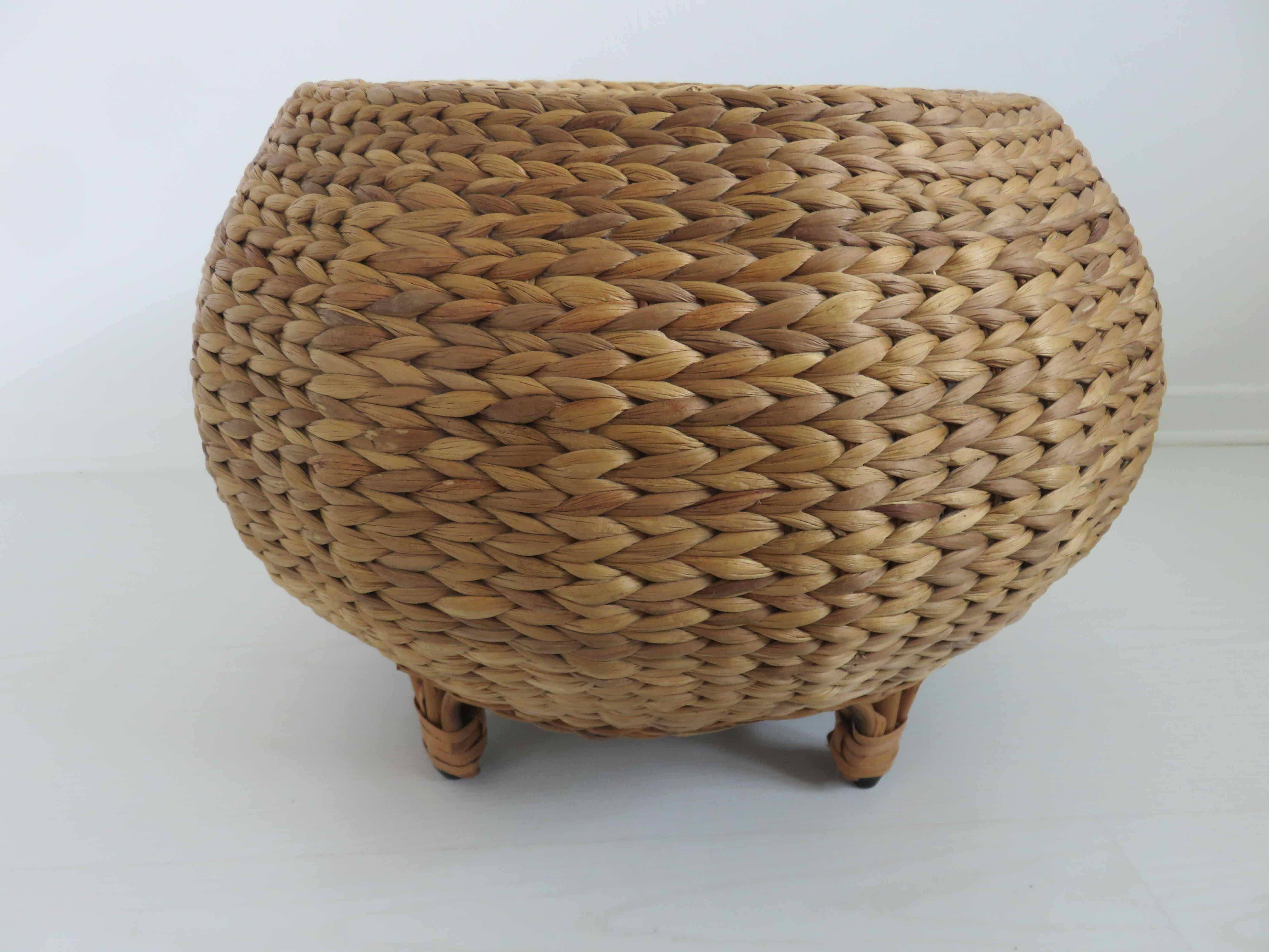 Tabouret en jonc et bambou 1970 1980