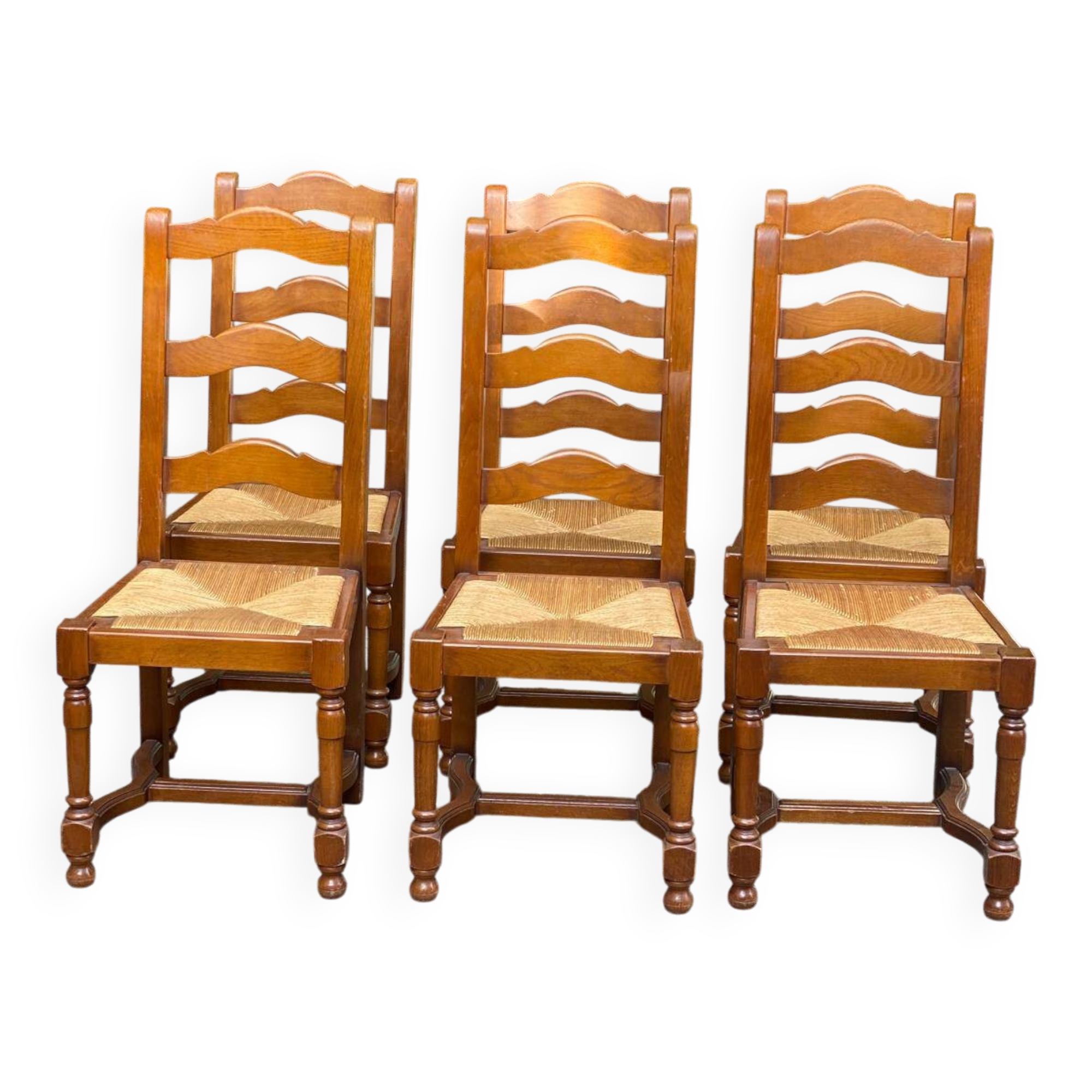 6 chaises à manger paillées dossier haut type ferme