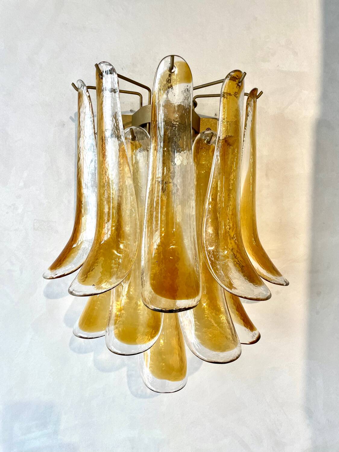 Paire appliques Murano verre fumé - cognac