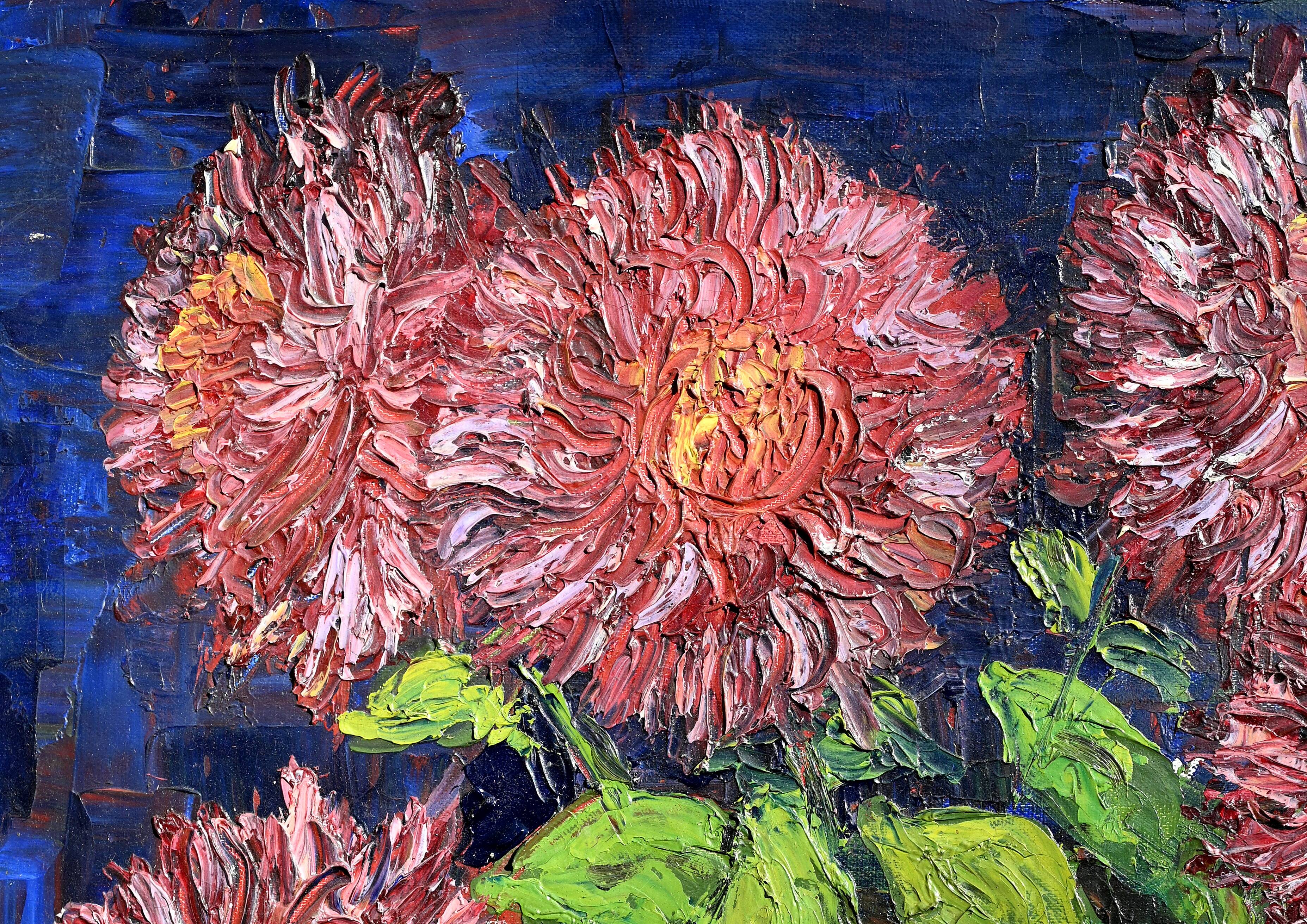Oil on canvas flowers fruits signed dated 1967