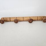 Vintage wooden wall coat rack in bamboo style (4 hooks) 50s 60s