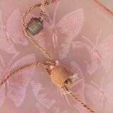 Art Deco ceiling lamp in pink pressed molded glass -