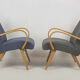 Set of 2  grey and blue lounge armchairs 1960s