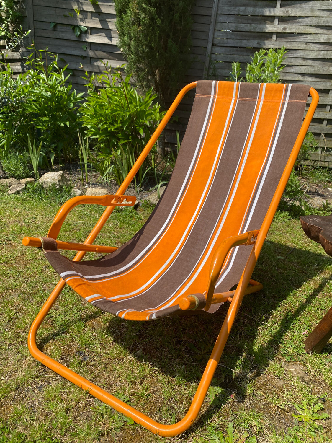 Old orange vintage deckchair