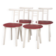 Set of 4 vintage 1980s chairs in wood and red vinyl, italian design
