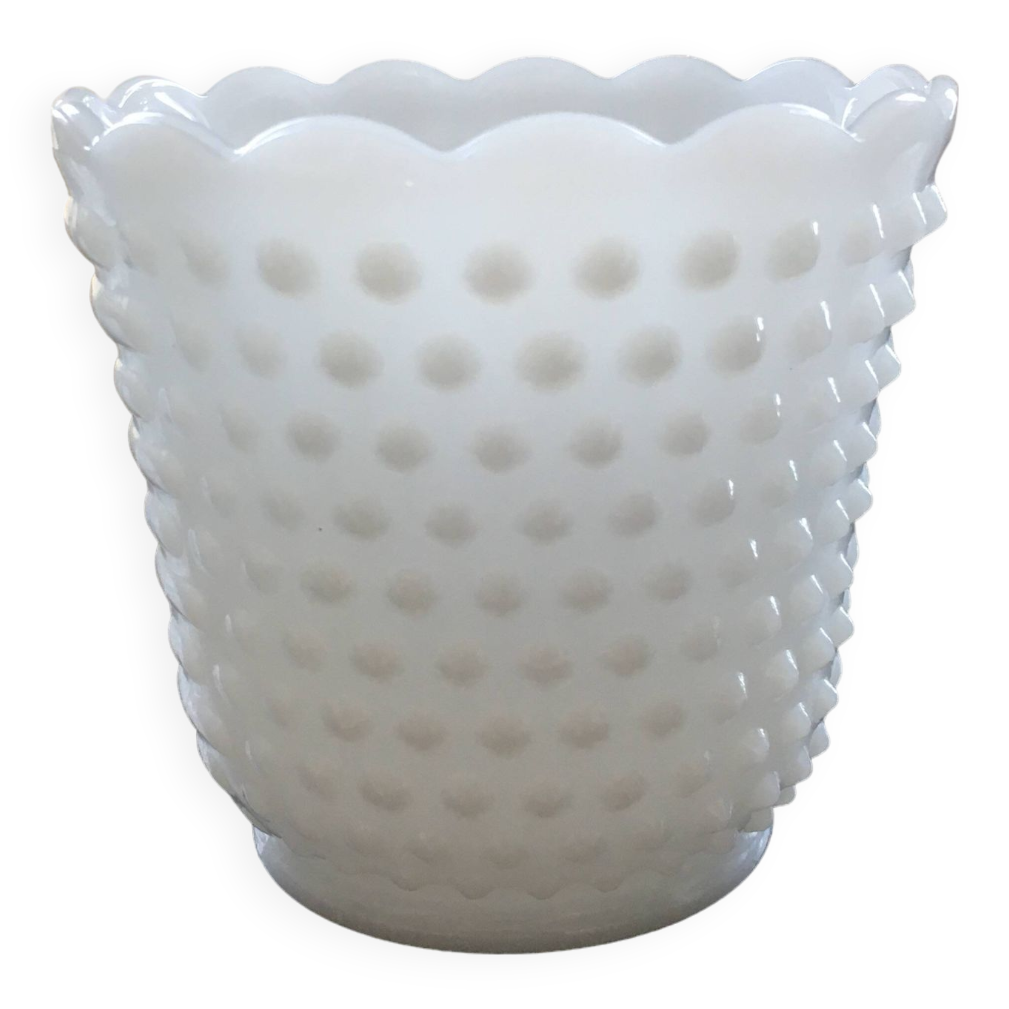 White opaline flowerpot