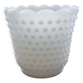 White opaline plant pot