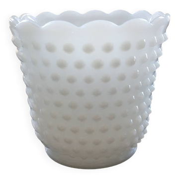 White opaline flowerpot