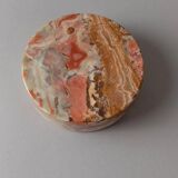 Vintage Onyx Stone Ashtray, solid green-beige-brown marbled, Italian design, 1970s retro decor