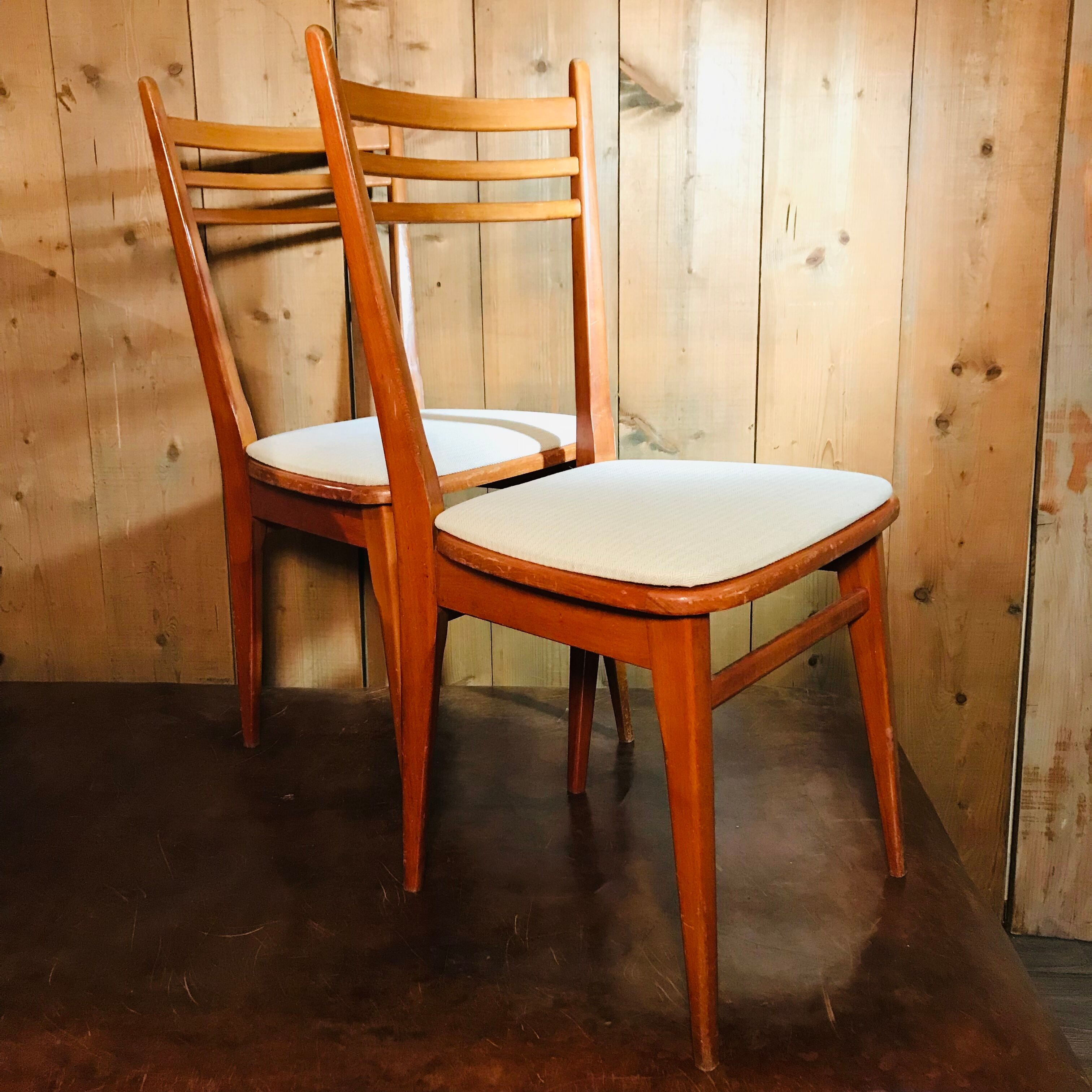 Paire de chaises vintage 1950-60 assise écru