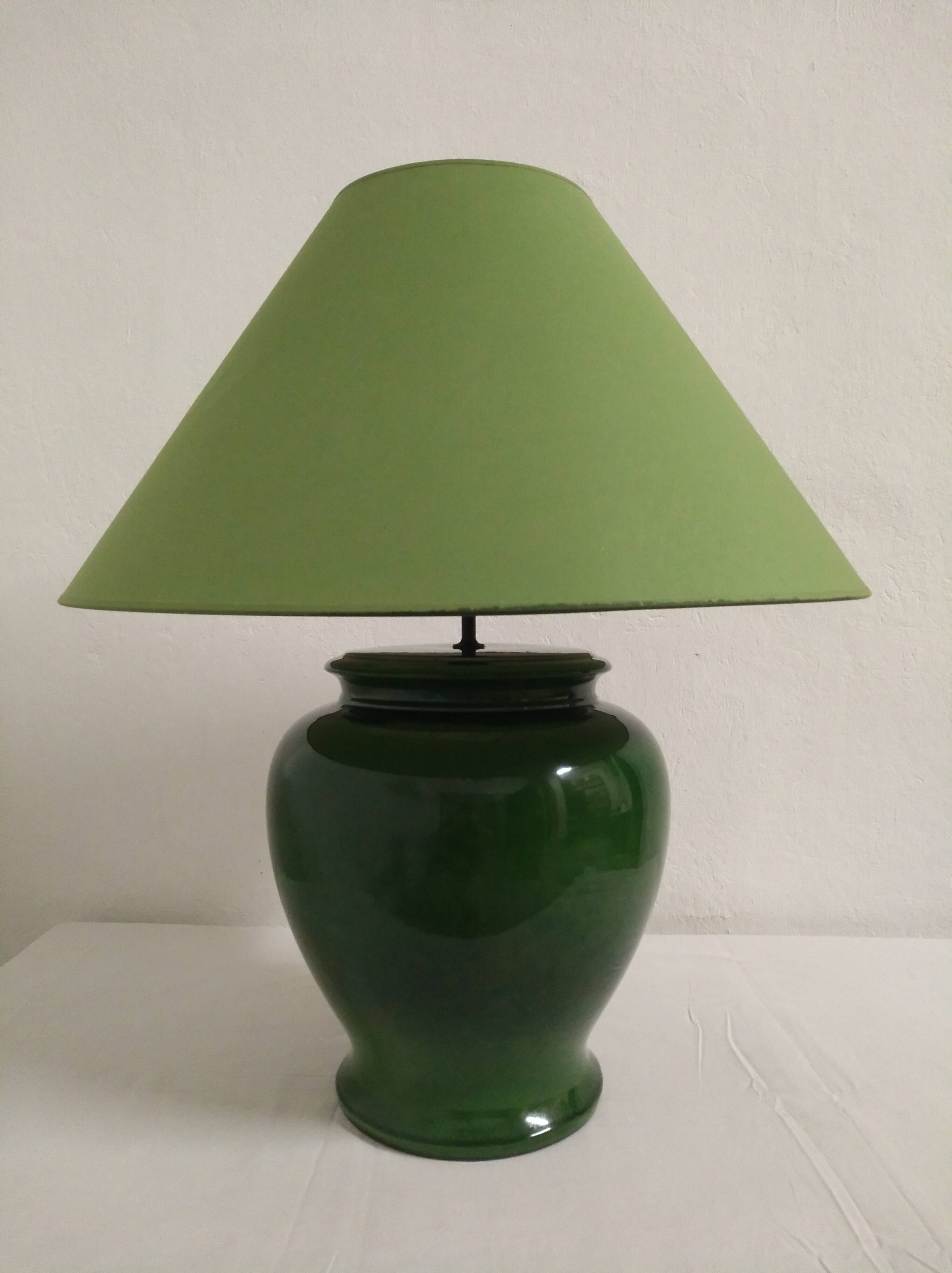 XL lamp in green earthenware from the 70s/80s