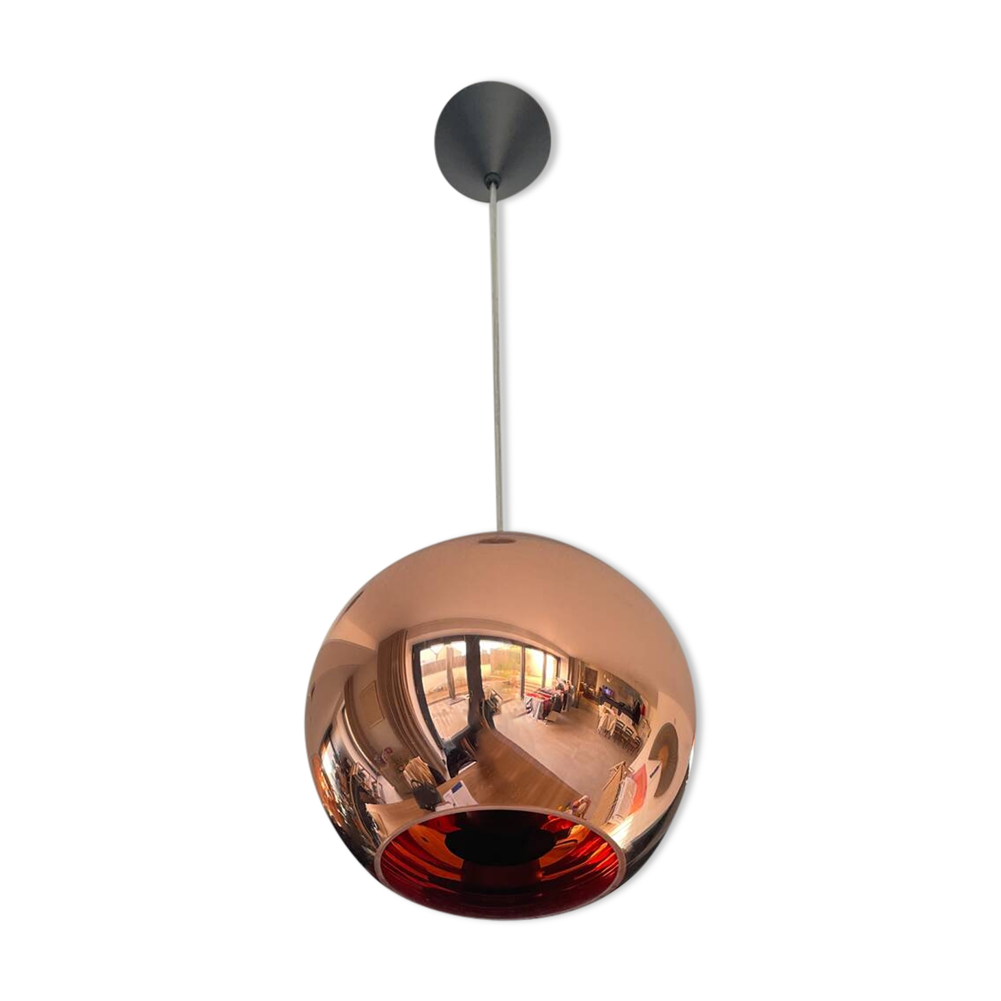 Copper Tom Dixon pendant lights individually