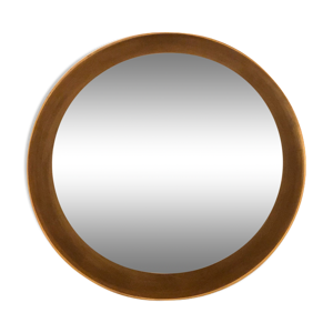 Miroir d’or rond avec l’éclairage