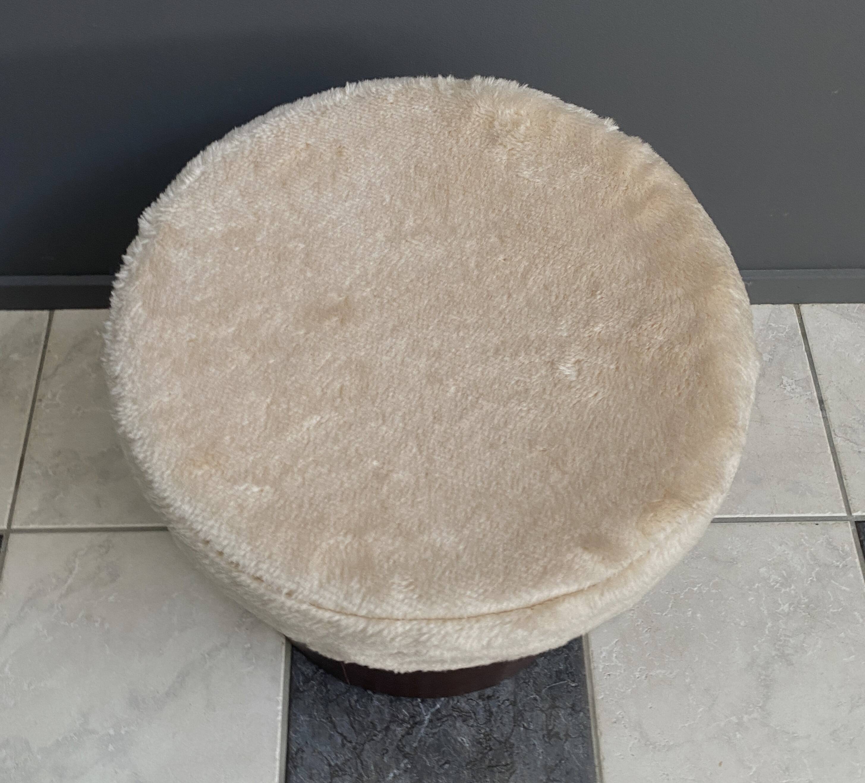 brown leatherette Pouf 1970s by VEB model 26W Raphael