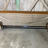 Vintage 60s 70s Brown Faux Leather Sofa Bed with Armrests #D4