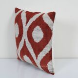 16" x 16" Velvet İkat Pillow,Handmade Patchwork Decorative Pillow, Silk İkat Velvet Modern