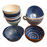 Set of 10 old vintage bowls