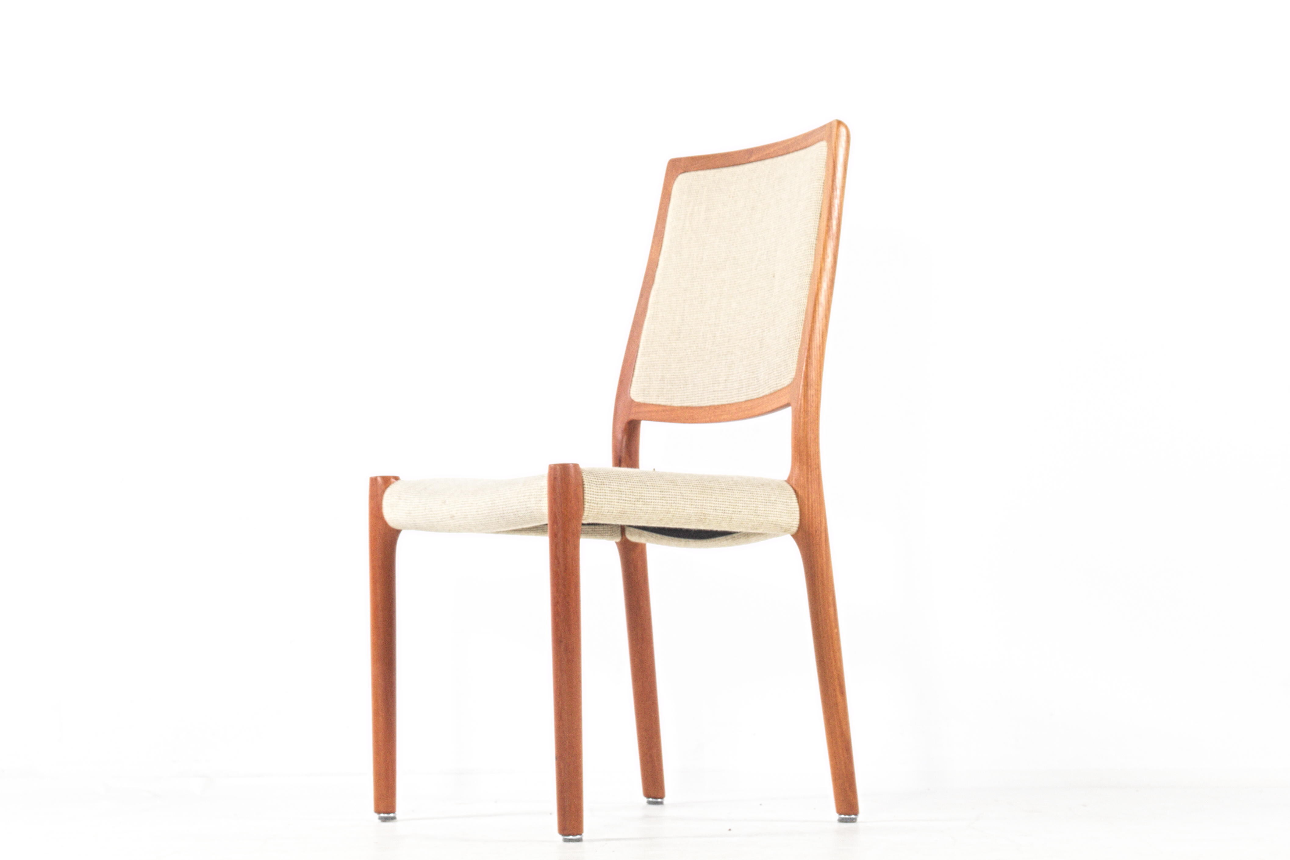 Set of four vintage chairs by Niels Otto Moller,  mid-century Denmark, teak, wool fabric, new upholstery on request