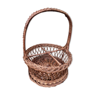 Vintage wicker bottle basket