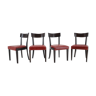 Chaises de salle à manger en cuir rouge des années 1950 pour UP Tchécoslovaquie, Ensemble de 4