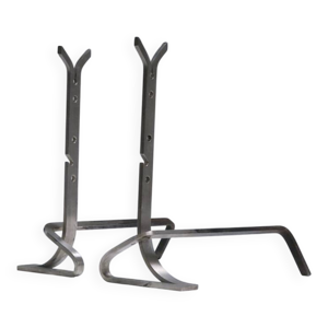 Paire de chenets modernistes - acier