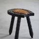 Swedish tripod stool in pine and cowhide, Wabi Sabi, 1950s