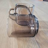 2 smoked glass mugs