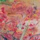Tableau paysage automnal texturé, signé Jane