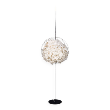 Lampadaire vintage en métal et papier allemande des années 20 par ingo maurer c.1990