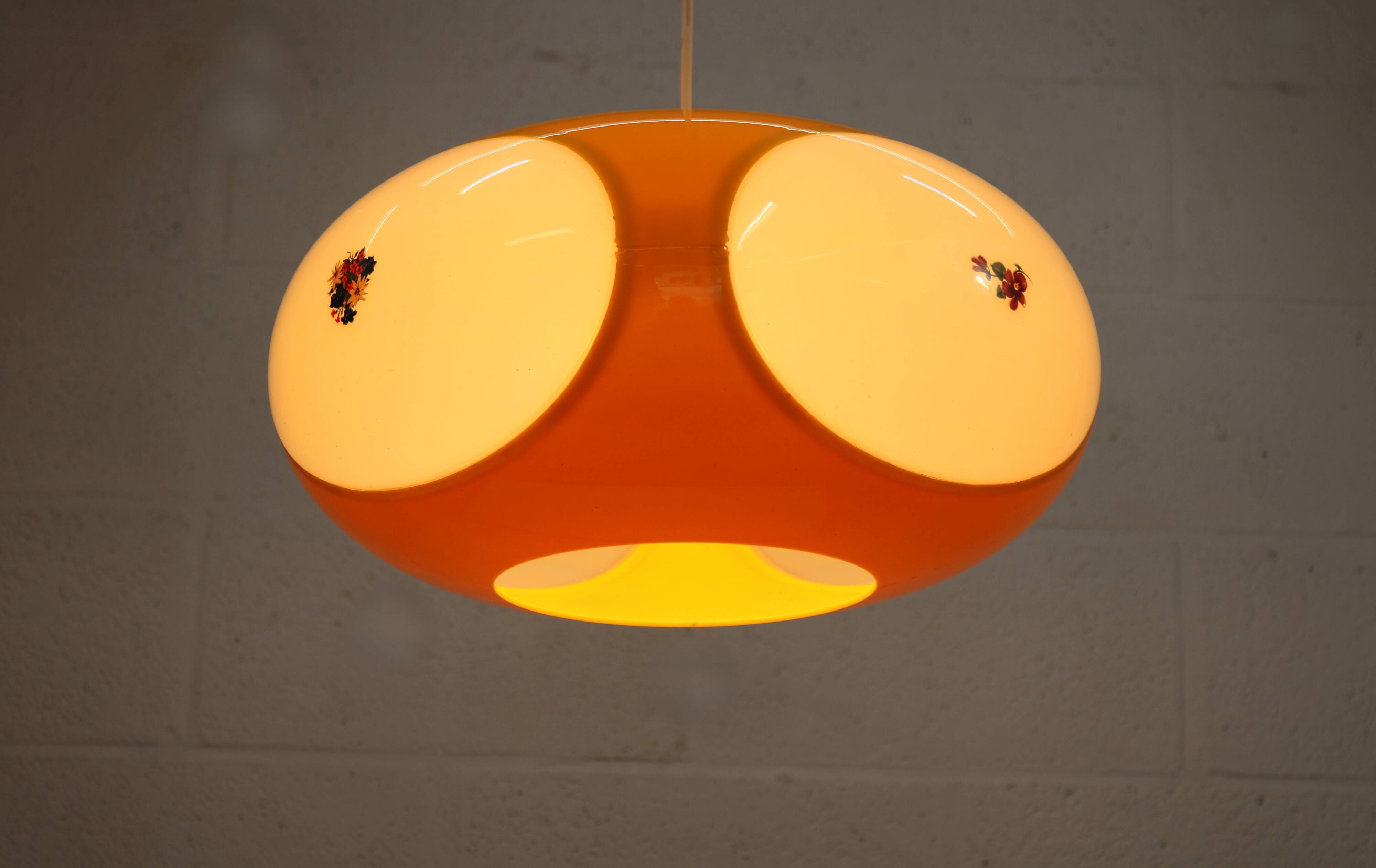 Massive Belgium Bug Eye Space Age UFO Lamp, Yellow Mid-Century Modern Light