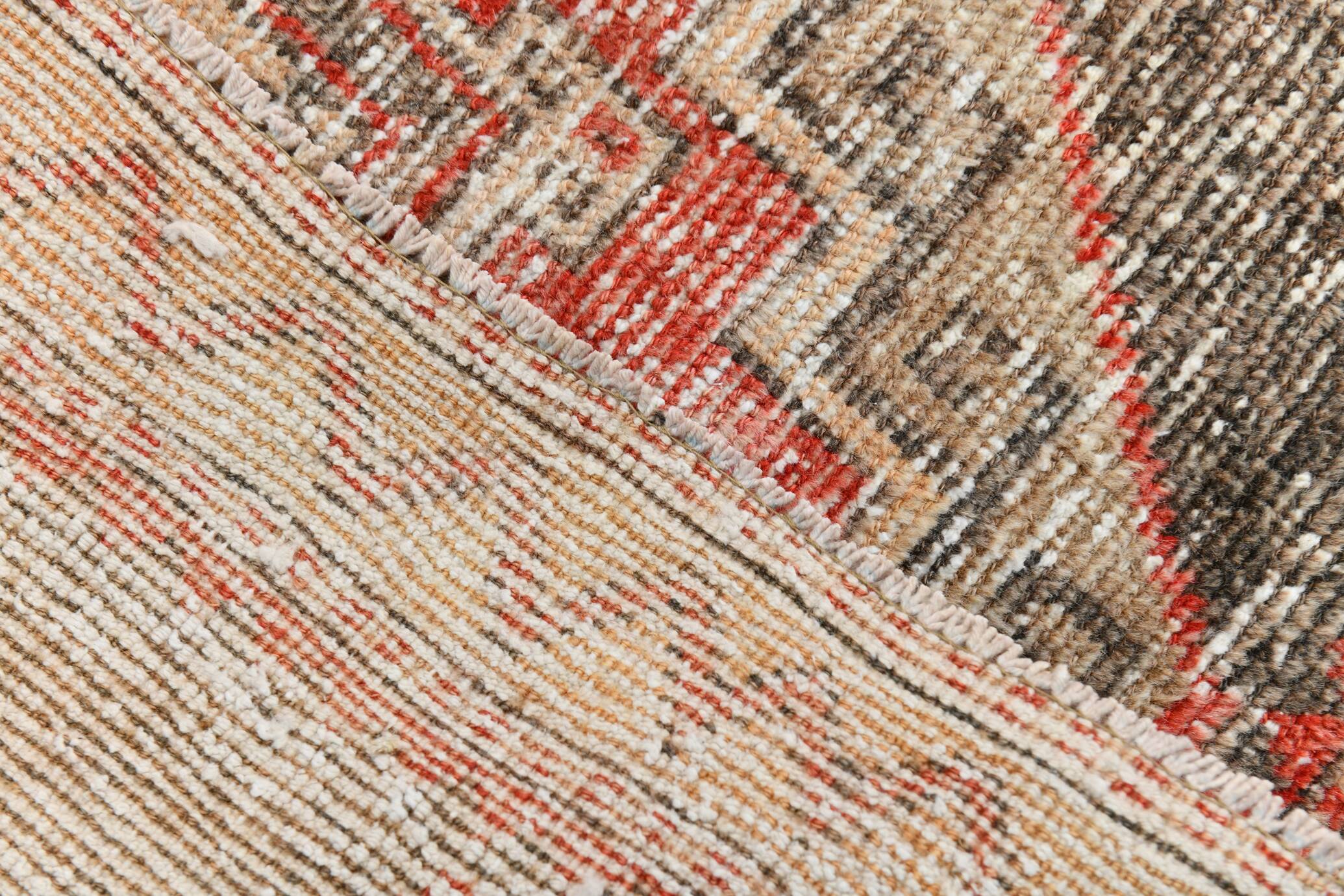 3x10 Red Brown Tribal Pattern Vintage Runner Rug, 78x305Cm
