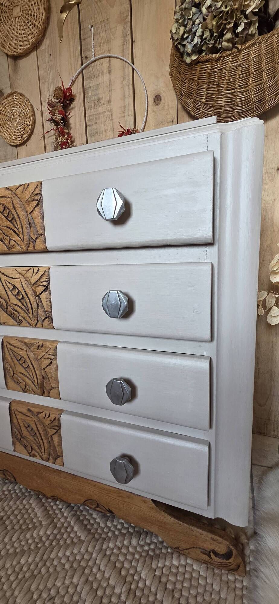 Art Deco chest of drawers with mustache feet