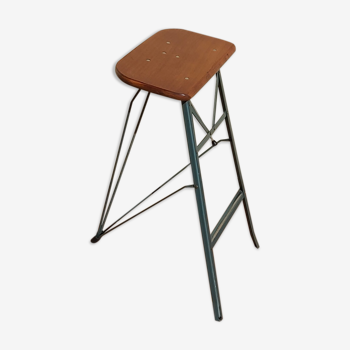 Industrial stick folding metal and wood STOOL