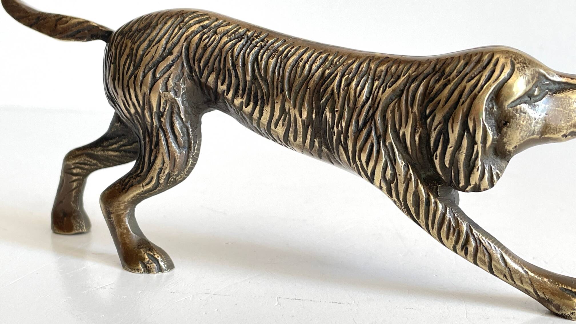Vintage solid brass decorative dog