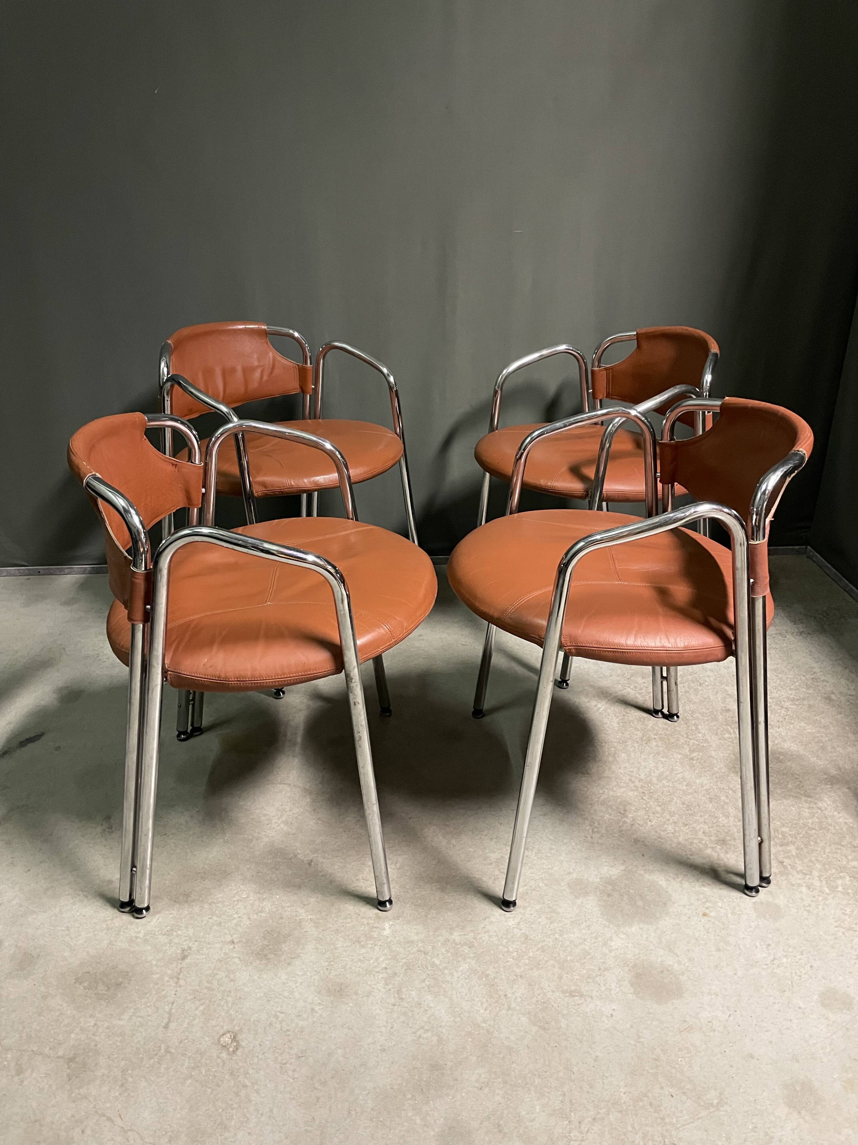 Set of 4 Italian designer chairs 1970's