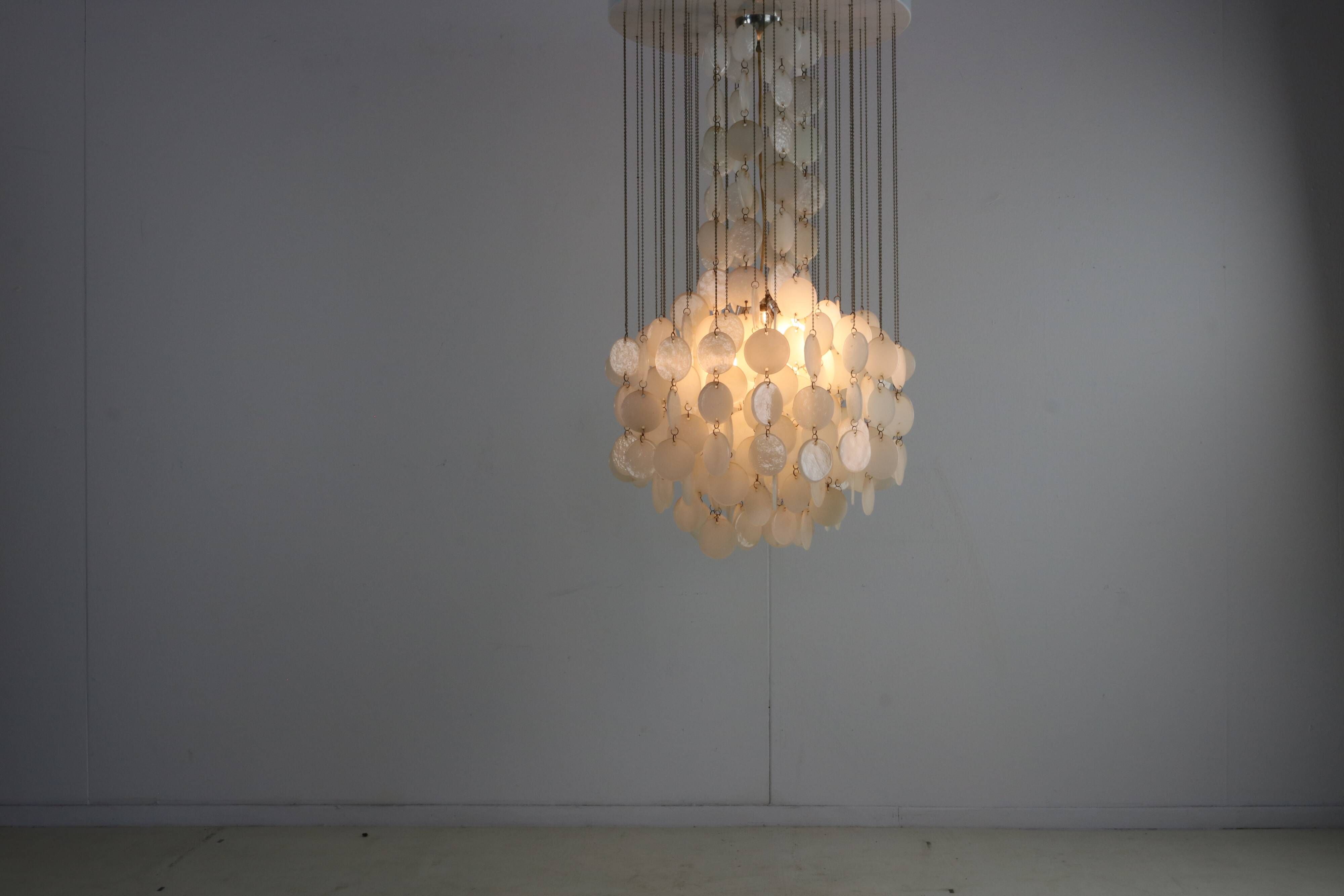 Sixties ceiling lamp with small ceramic shells