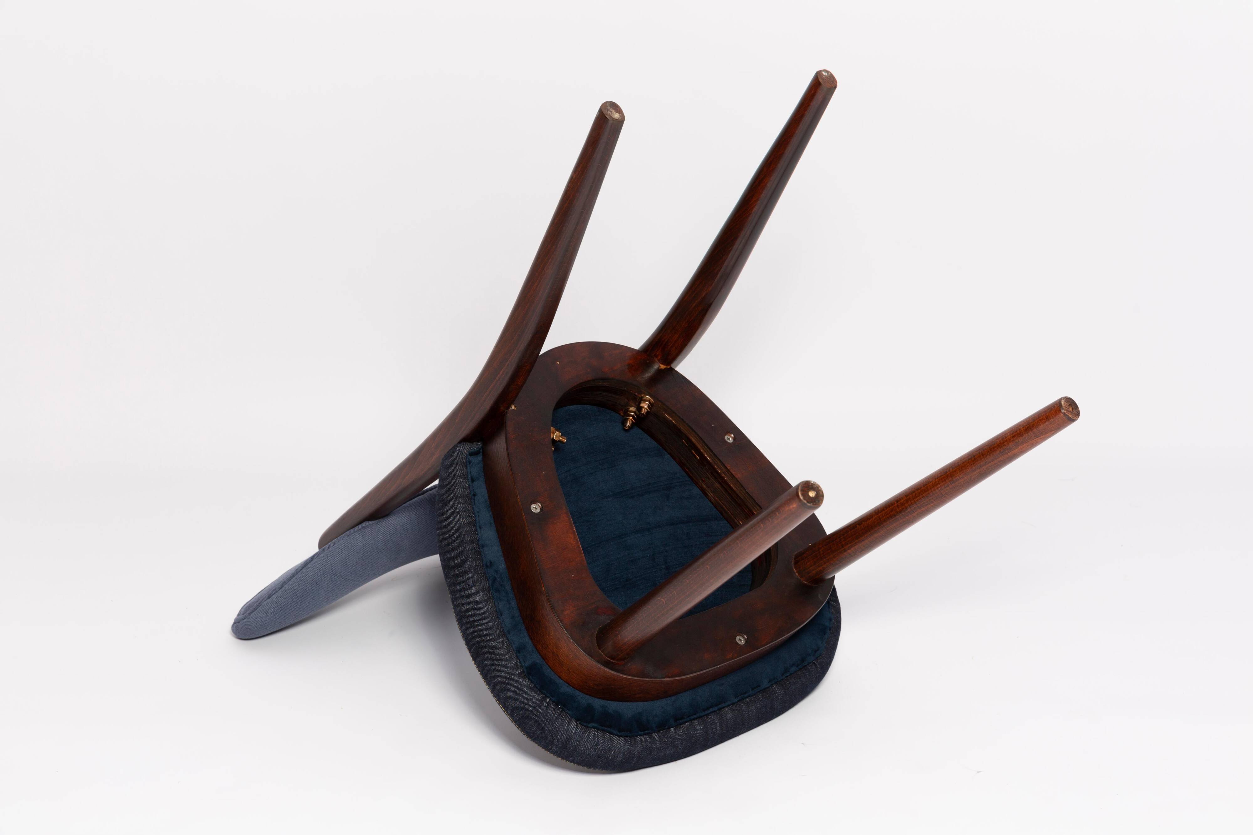 Chaise cœur en denim bleu moyen et foncé, milieu du 20ème siècle, Europe