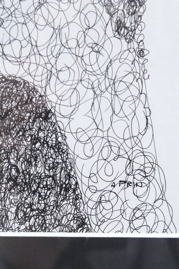 Dessin au stylo et aquarelle de A. PRIN